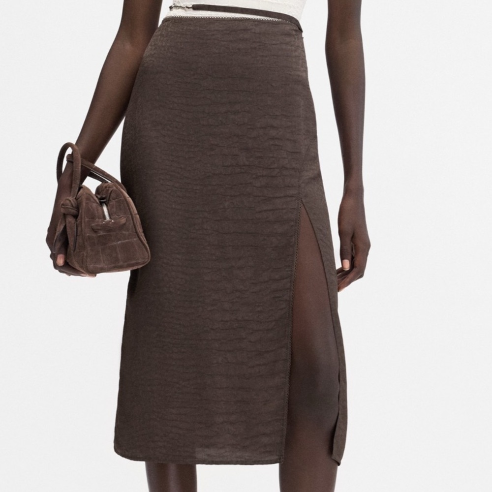 Jacquemus La Jupe Notte Skirt in Crocodile Brown